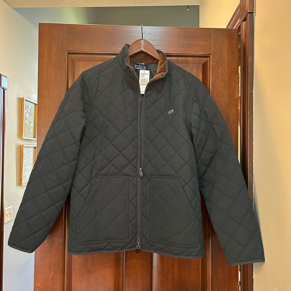 NWT Vineyard Vines Black Quilted Barn Jacket Men S -includes Vineyard Vines bag
